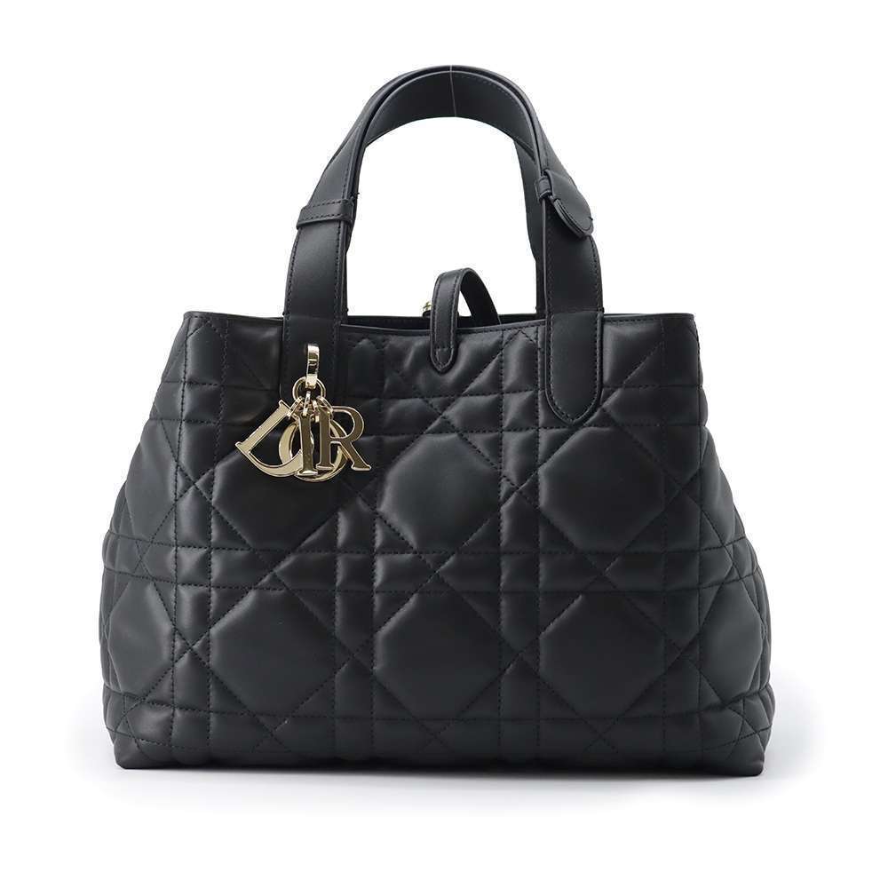 Dior Toujours Macro Cannage Calf Leather Handbag Black Christian Bag